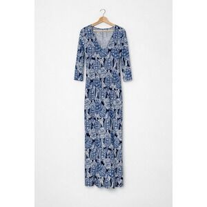 Lilly Pulitzer Anissa Deep Indigo Snap To It Turtle Print Maxi Blue White Resort